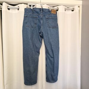 Fleece Lined Denim Jeans Sz 38 /32 Relaxed Fit Straight Med Wash Work Outdoor